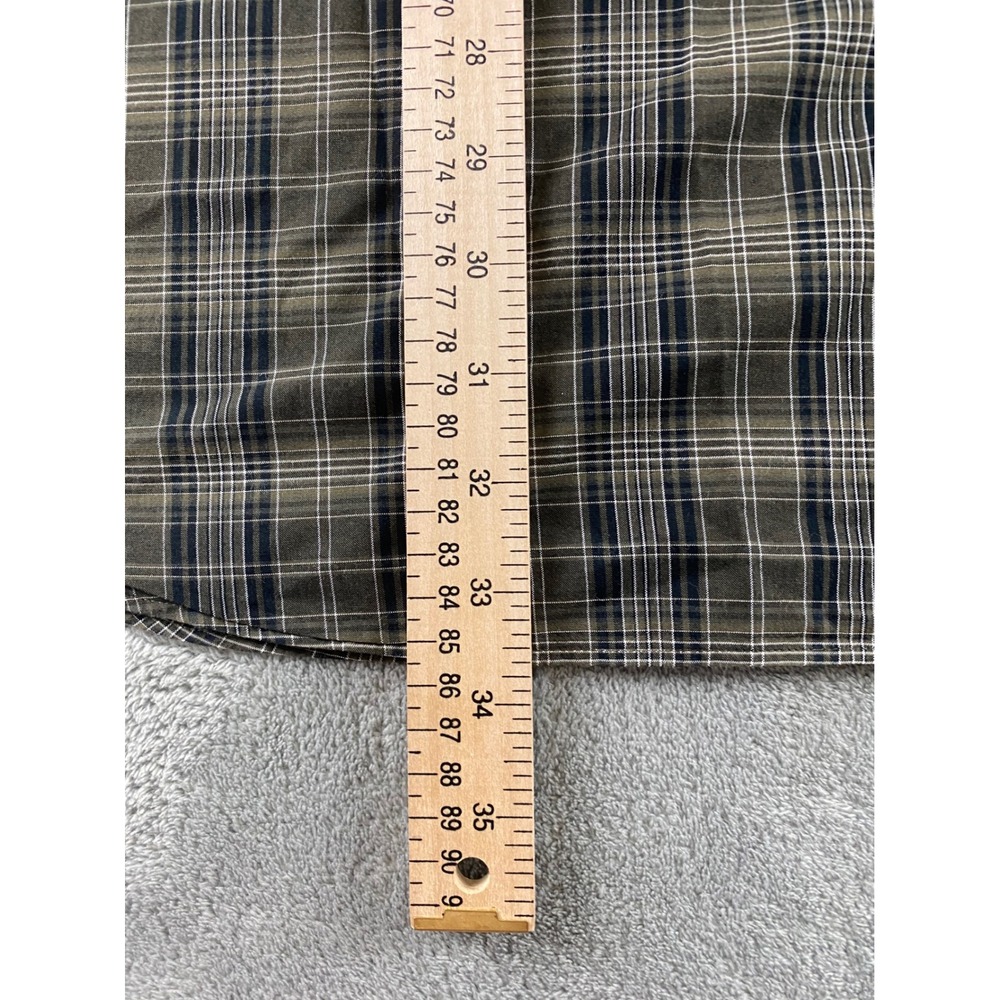 Paul Fredrick Mens XXLT Plaid Button Down Shirt Olive Green Long Staple Cotton - Picture 10 of 11